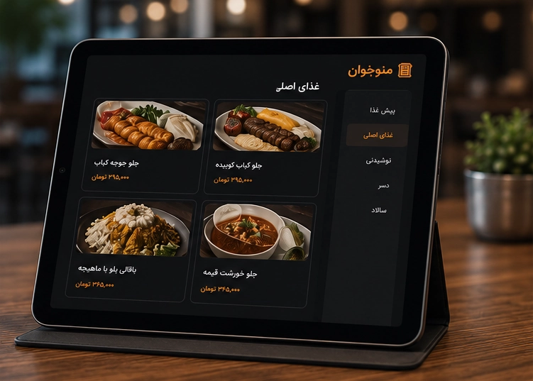 منوی دیجیتال منوخوان روی موبایل